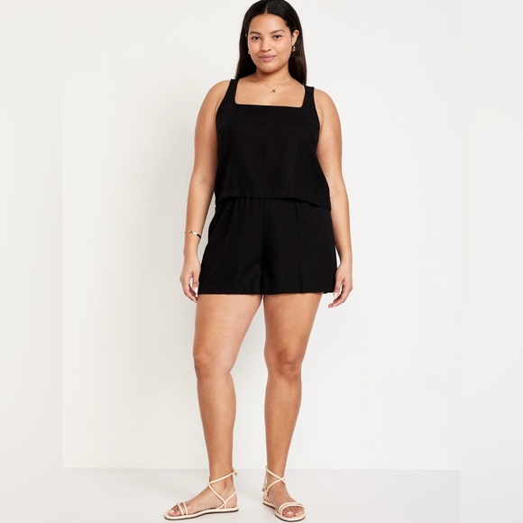 🆕 Old Navy Women’s High-Waisted Linen-Blend Shorts 3.5-in inseam Black XL 16-18 - Picture 6 of 16
